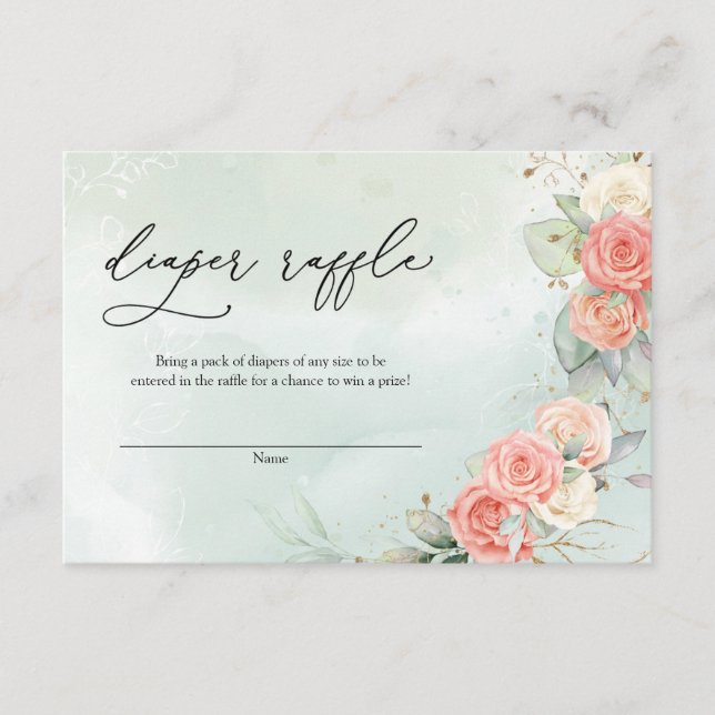 Carte D'accompagnement Douteux bohème Rose vert verdure fil Diper Raffle (Devant)