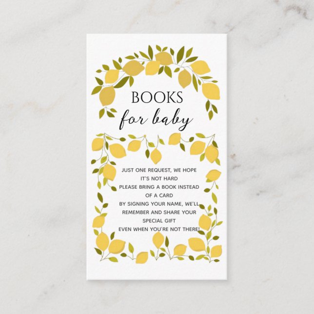 Carte D'accompagnement Doux Citron Boho Citron Livres Pour Bébé (Devant)