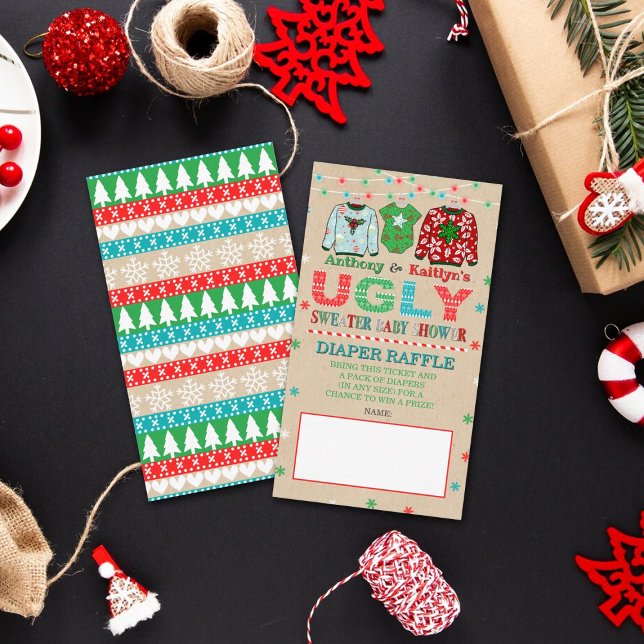 Carte D'accompagnement Doux moche Baby shower de Noël Déchets Raffle (Créateur téléchargé)