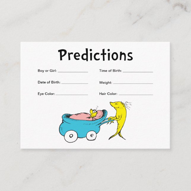 Carte D'accompagnement Dr Seuss | One Fish - Boy Baby Predictions (Devant)