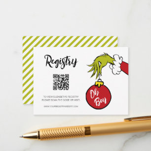 Carte D'accompagnement Dr Seuss   Registre de Baby shower Oh Boy Grinch
