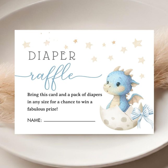 Carte D'accompagnement Dragon Baby Shower Boy Blue Diaper Raffle  (Créateur téléchargé)