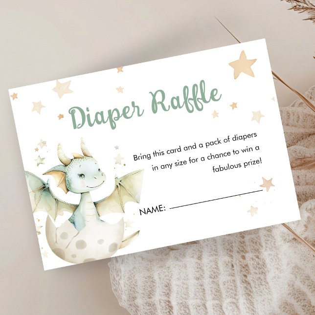 Carte D'accompagnement Dragon Baby shower mignonne Déchet vert Raffle (Créateur téléchargé)