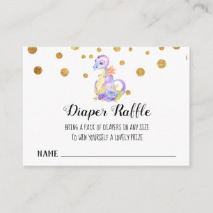 Carte D'accompagnement *~* Dragon Bébé Fille Baby shower Déchets Raffle