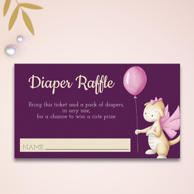 Carte D'accompagnement Dragon Bébé Rose avec chevalet de ballons (Créateur téléchargé)