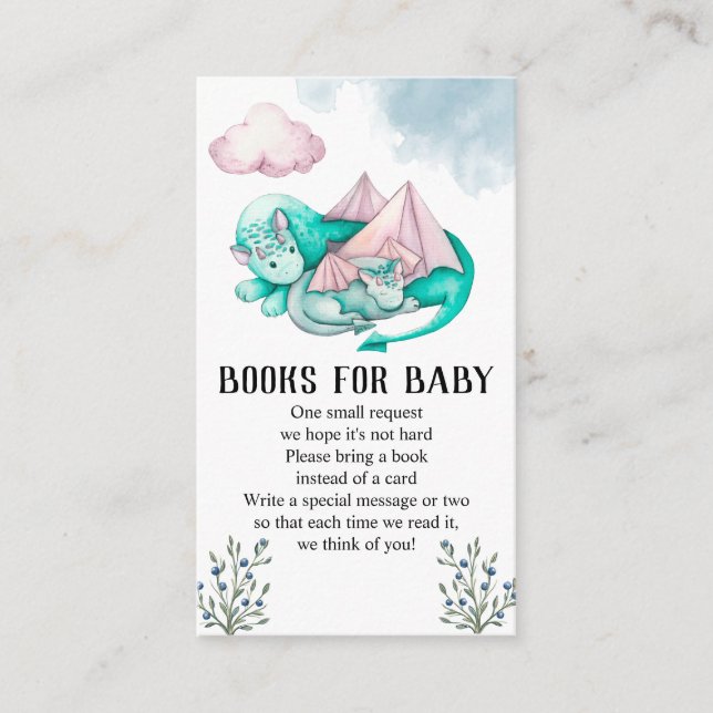 Carte D'accompagnement Dragon Family Baby showers Livres Pour Bébé (Devant)