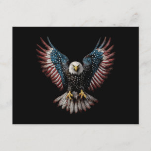 Carte D'accompagnement Drapeau Américain Aigle chauve 4 juillet USA Patri