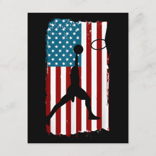 Carte D'accompagnement Drapeau américain américain Basket-ball Athlète pa