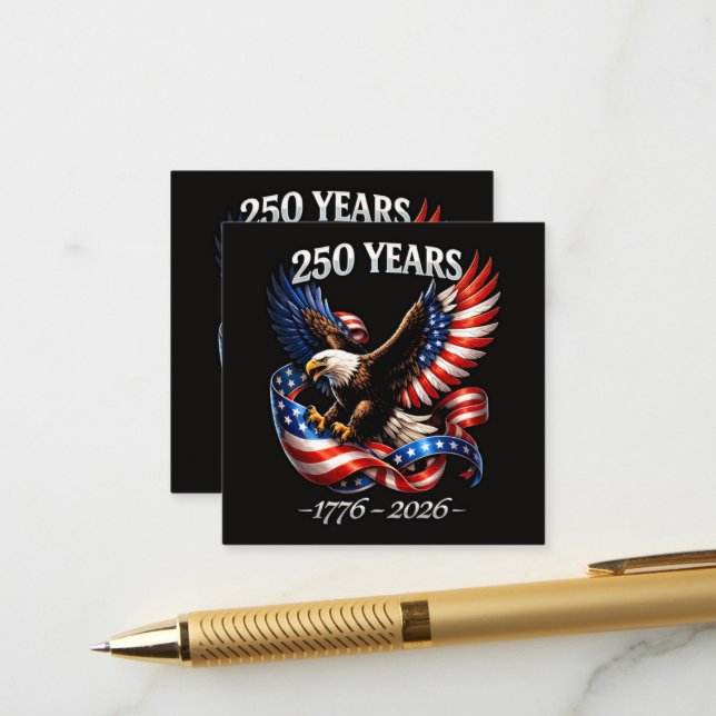 Carte D'accompagnement Drapeau américain de l'aigle du 250e anniversaire (Devant/Arrière en situation)