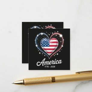Carte D'accompagnement Drapeau Cœur 1776 2026 4 juillet 250e anniversaire