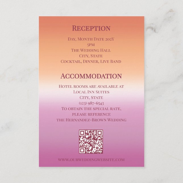 Carte D'accompagnement Drapeau de fierté à dégradé de mariage lesbien ave (Dos)