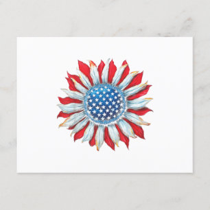 Carte D'accompagnement Drapeau Tournesol Américain 4 juillet Femmes Homme