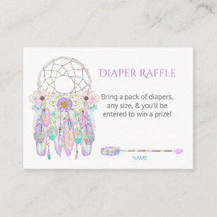 Carte D'accompagnement Dream Catcher Feathers Pastels Diaper Raffle