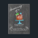 Carte D'accompagnement Dreaming of a Sweet Christmas !<br><div class="desc">Le Handpainted watercolor on chalkboard,  Christmas cake for the sweetest season of the year.</div>