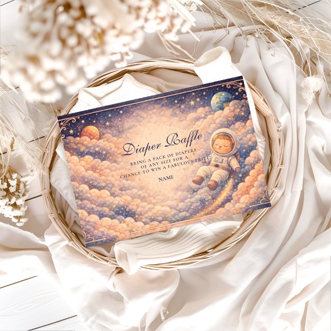 Carte D'accompagnement Dreamy Astronaut Cloudscape Diapper Raffle  (Créateur téléchargé)