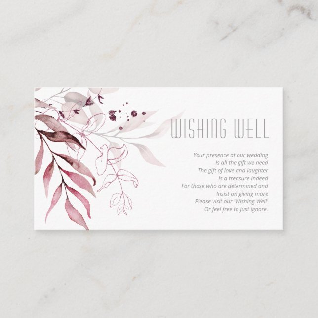 Carte D'accompagnement Dreamy Foliage Wishing Well V2 Burgundy ID817 (Devant)