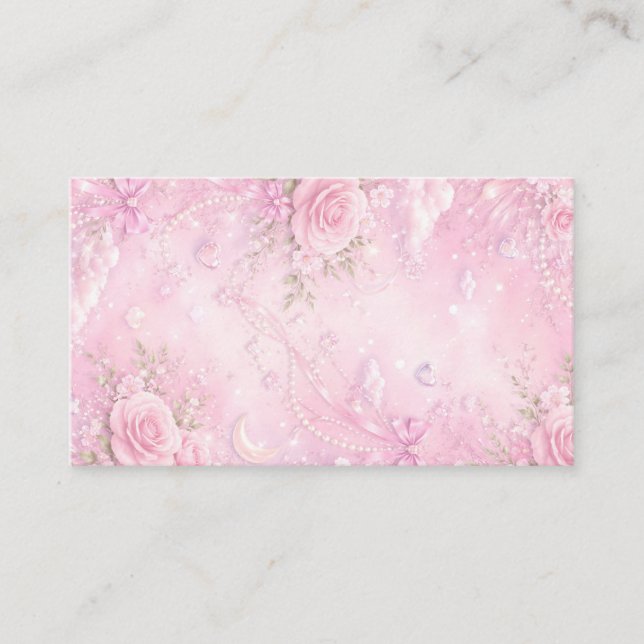 Carte D'accompagnement Dreamy Pink Rose Floral Pearls Bows Sparkles (Devant)
