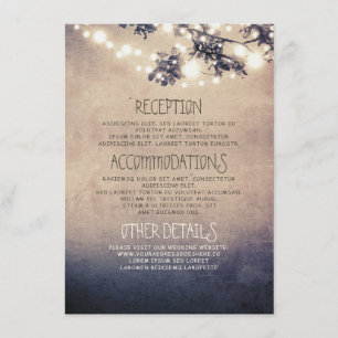 Carte D'accompagnement Dreamy String Lights Branches Détails du Mariage