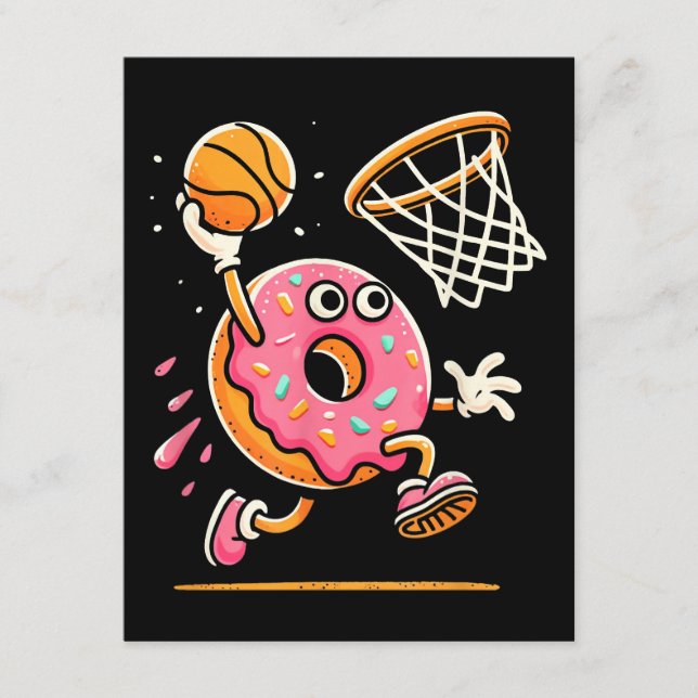 Carte D'accompagnement Drôle Donut Dunking Basketball Food Champ Sports D (Devant)