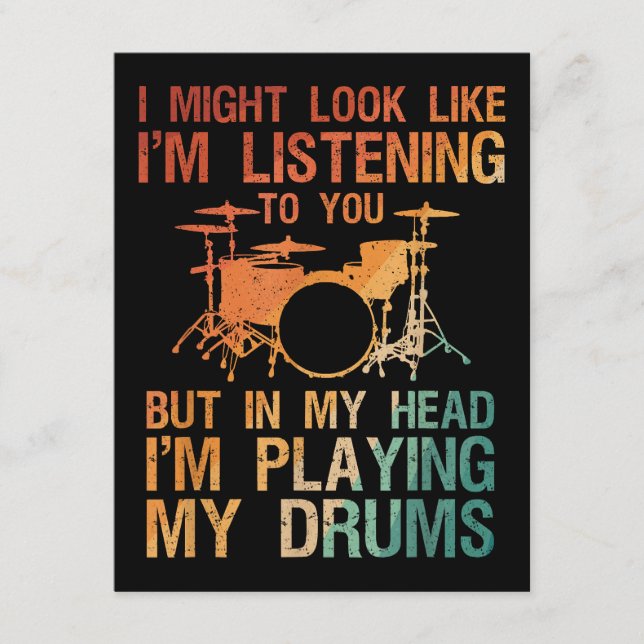 Carte D'accompagnement Drôle Drummer Art Pour Hommes Femmes Drum Player P (Devant)