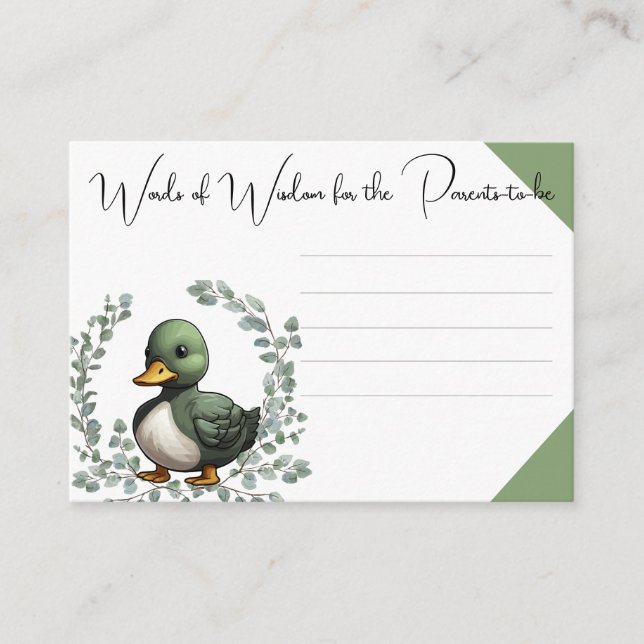 Carte D'accompagnement Duck Duck Oh Baby canard thème baby shower (Devant)