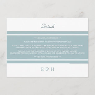 Carte D'accompagnement Duck Egg Blue Modern Mariage Détail