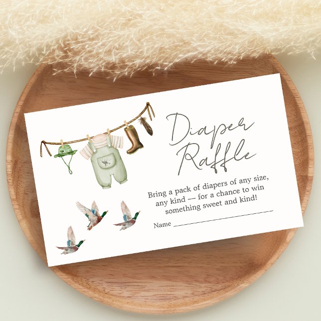 Carte D'accompagnement Duck Hunting Baby Shower Diaper Raffle (Little Hunter Duck Baby Shower Diaper Raffle)