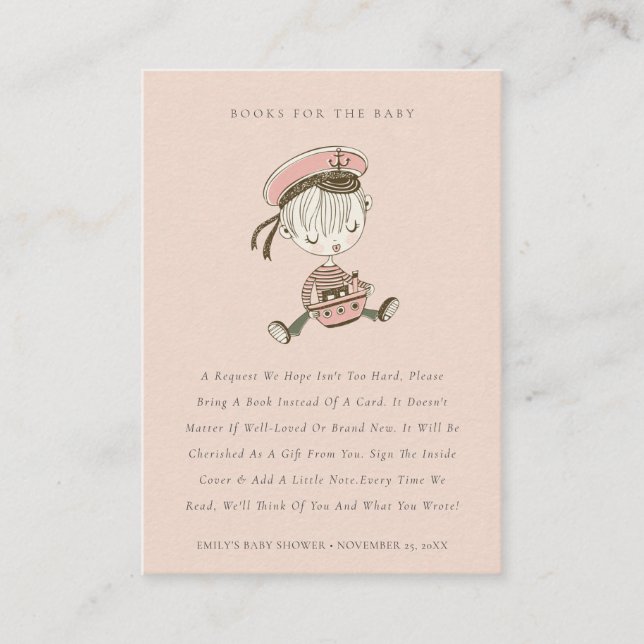 Carte D'accompagnement Dusky Blush Sailor Livres Nautiques Pour Baby show (Devant)