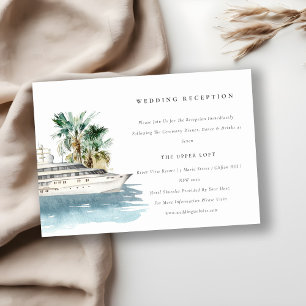 Carte D'accompagnement Dusky Cruise Ship Palm Seascape Réception de maria