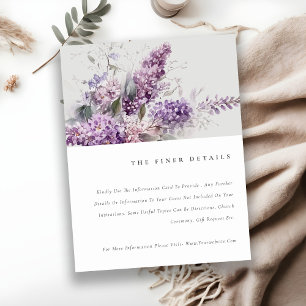 Carte D'accompagnement Dusky Elegant Lilac Cottage Floral Mariage Détail