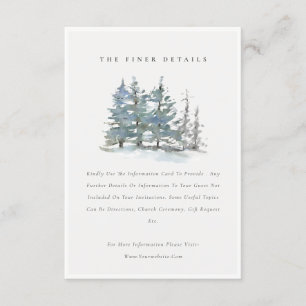 Carte D'accompagnement Dusky Green Blue Pine Tree Woods Mariage Détails