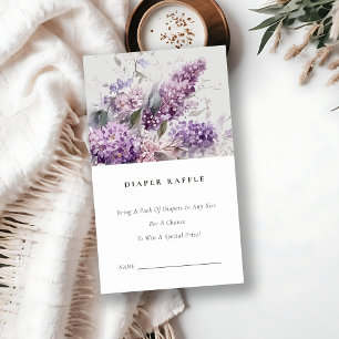 Carte D'accompagnement Dusky Lilac Green Floral Diaper Baby shower Raffin