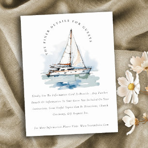 Carte D'accompagnement Dusky Sailboat Yacht Seascape Détails du Mariage