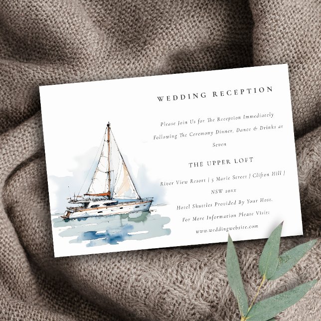 Carte D'accompagnement Dusky Sailboat Yacht Seascape Mariage Réception (Créateur téléchargé)