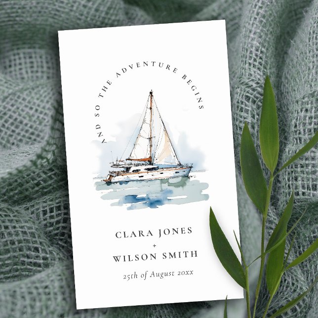 Carte D'accompagnement Dusky Sailboat Yacht Seascape Mariage Website (Créateur téléchargé)