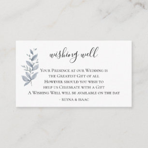 Carte D'accompagnement Dusty Bleu Branche Mariage Wishing well