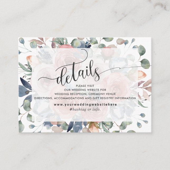 Carte D'accompagnement Dusty Blue and Greenery Website / Détails (Devant)