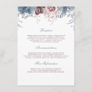 Carte D'accompagnement Dusty Blue and Mauve Mariage Information Invité
