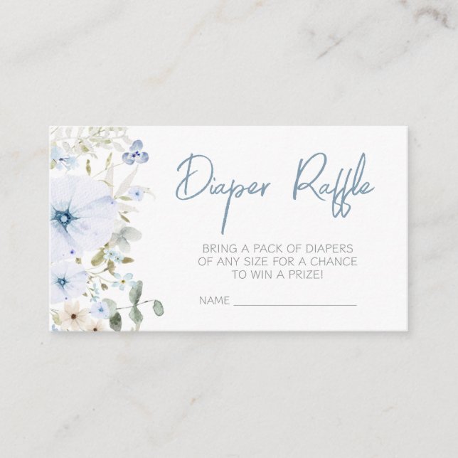 Carte D'accompagnement Dusty Blue Baby Bloom Baby shower Déchets Raffle (Devant)