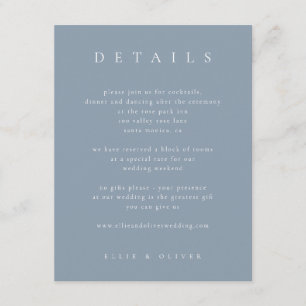 Carte D'accompagnement Dusty Blue Boho Détails Mariage Moderne