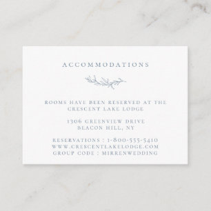 Carte D'accompagnement Dusty Blue Botanical Branch Mariage Hébergements