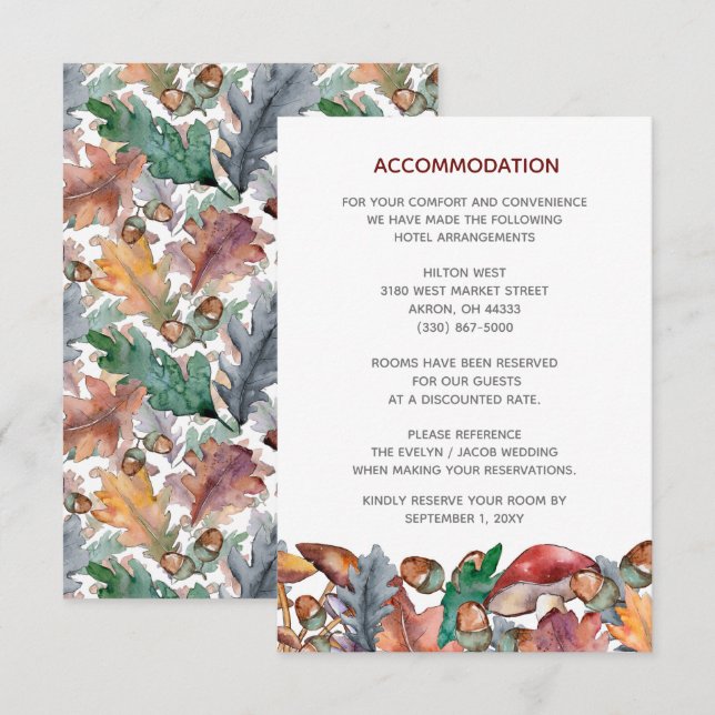 Carte D'accompagnement Dusty Blue Bourgogne Fall Champroom Mariage (Devant / Derrière)