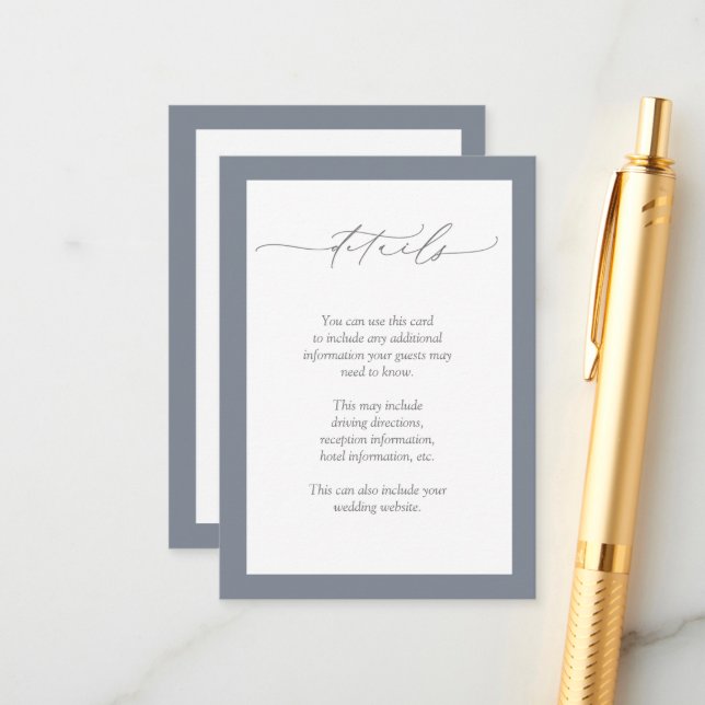 Carte D'accompagnement Dusty Blue Bourgogne Rouge Floral Détails du Maria (Devant/Arrière en situation)