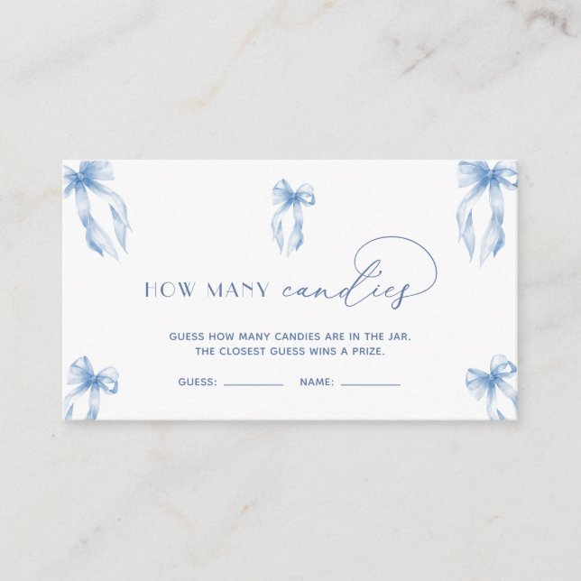 Carte D'accompagnement Dusty Blue Bow Devine Combien De Candies Jeu (Devant)