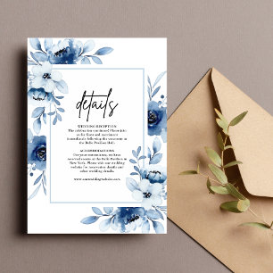 Carte D'accompagnement Dusty Blue Champagne Ivory Floral Détails du Maria