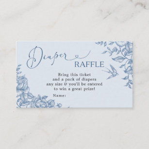 Carte D'accompagnement Dusty Blue Chinoiserie Baby shower Diaper Raffle