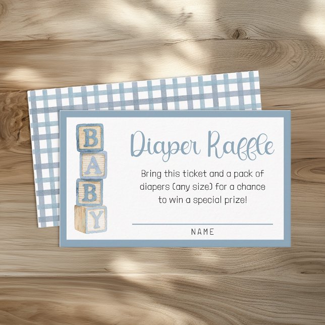 Carte D'accompagnement Dusty Blue Diaper Raffle Card | Baby Shower Insert (Diaper Raffle Card Insert)