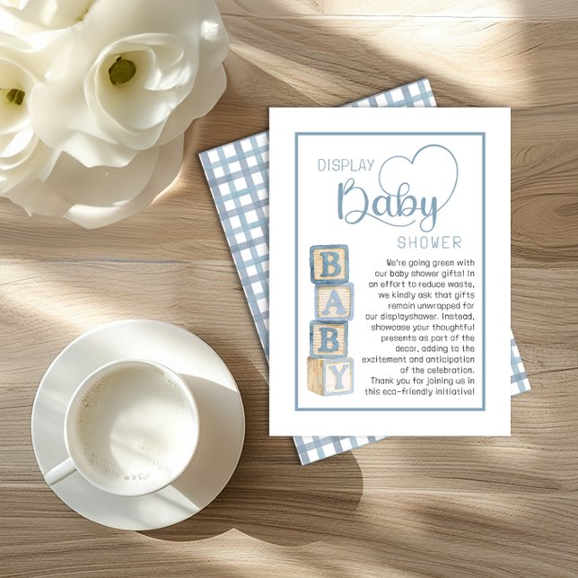 Carte D'accompagnement Dusty Blue Display Shower Card | Unwrapped Gifts (Display Baby Shower Card)