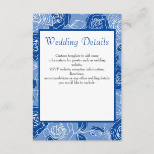 Carte D'accompagnement Dusty Blue Elegant blanc motif Floral Mariage
