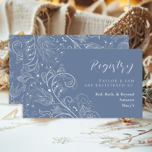Carte D'accompagnement Dusty Blue Elegant Floral Mariage Registry